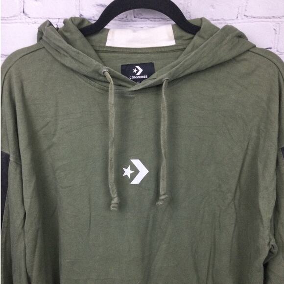 Converse Retro Side Stripe Long Sleeve Kangaroo Pocket Skater Hoodie Men's L - Picture 2 of 13